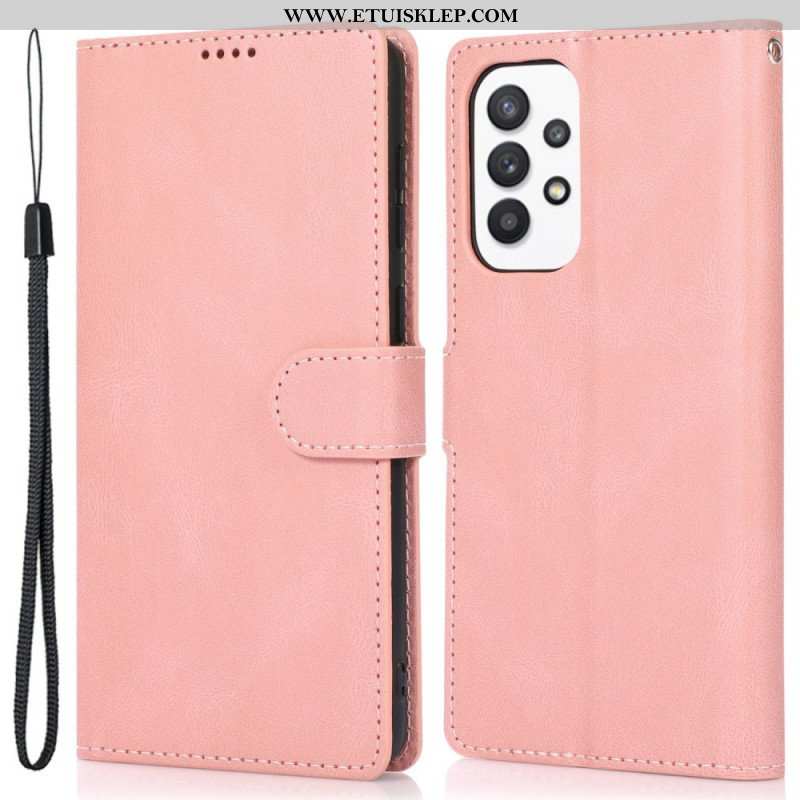 Etui Folio do Samsung Galaxy A53 5G z Łańcuch Skórzany Styl Vintage Z Paskami